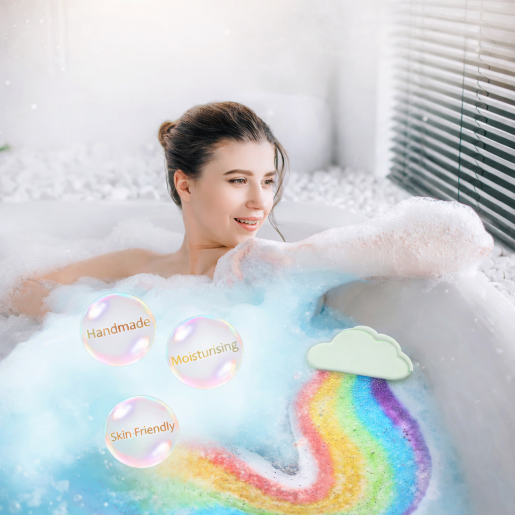 Bubbloon™ Rainbow Cloud Bath Bombs – 4-Piece Kids Bath Set