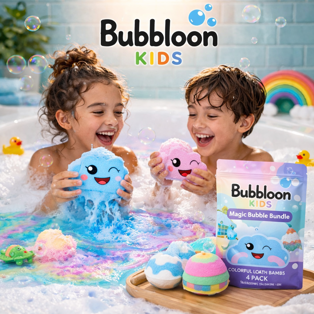 Bubbloon™ Rainbow Cloud Bath Bombs – 4-Piece Kids Bath Set