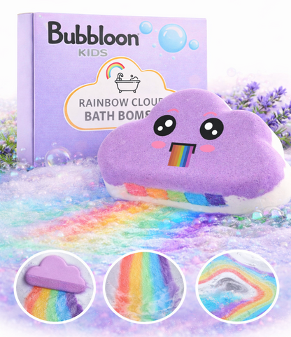 Bubbloon™ Rainbow Cloud Bath Bombs – 4-Piece Kids Bath Set
